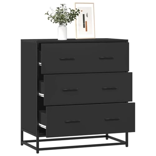 Frdhee Vitrina de cocina, aparador, color negro, 68 x 35 x 76 cm, madera y metal para cocina, salón, pasillo, entrada