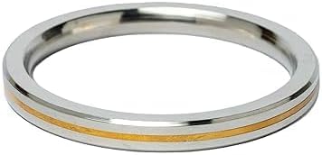 The Great Indian Store Stainless Steel Punjabi Sikh Gents Flat Kada With Stylish Gold Brass Line For Men, Gifts, Silver Pack of 1 (Silver, 2.14)