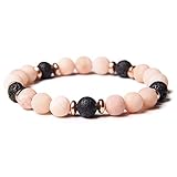 Handmade Aromatherapy Diffuser Natural Stone Bead Bracelet Lavender Essential Oil Anti Anxiety Stress Relief Stretchy Bracelet for Women Men Teen Gift Healing Yoga Meditation Jewelry-D black