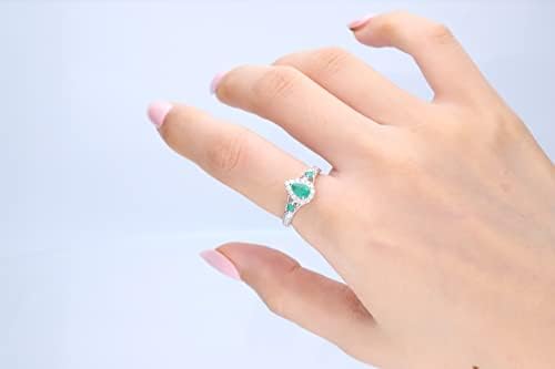 Gin & Grace 14K White Gold Pure Zambian Emerald Ring with Pure Diamonds for girls | Ethically, authentically & organically sourced Pear, Sq.-Lower Emerald hand-crafted jewellery for her. 6 31C8lGzWkEL. AC