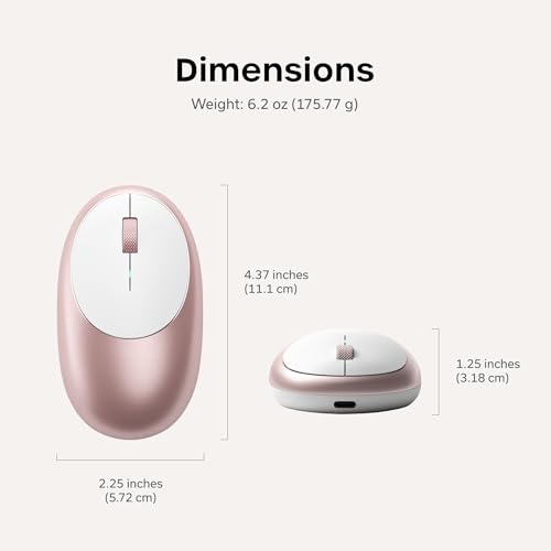 Image of Satechi M1 Wireless Bluetooth Mouse, USB-C Rechargeable, Compact, Rose Gold | Compact, portable design, for MacBook Air /Pro /Neo, iPad Air /Pro, iPad Mini, Mac Mini, iMac, Windows
