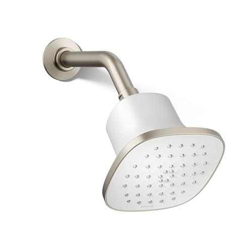 KOHLER 37722-G-BN Cinq Square Single-Function Filtered Showerhead, Five-Layer Filtration, 1.75 GPM, Contemporary Design, Easy to Clean, Vibrant Brushed Nickel