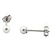 14k White Gold Genuine White Pearl Stud Earrings - 3.0-3.5mm