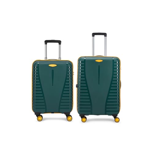 Image of Aristocrat 2 Pc Airpro Plus Set Cabin 55Cm(Small) Check-in 66Cm(Medium) 8 Wheel Spinners Trolley Bags for Travel Hard Case Luggage, Lightweight Bag with TSA Lock & Anti-Theft Zipper(Green)
