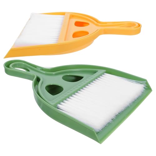 TOGEVAL 2 Sets Table Sweeper Brush Office Desk Handheld Brush and Dustpan Table Top Cleaning Tool Handheld Dustpan and Broom Mini and