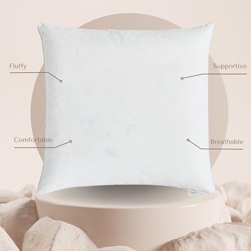 CLOUDOTE Goose Feather Down Throw Pillow Insert (18\"x18\", Pack of 1), Decorative Pillow for Sofa, Couch, Bed, Chair Cushion - Thumbnail 2
