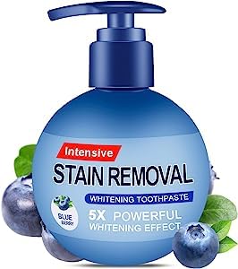 Baking Soda Whitening Toothpaste,Intensive Stain Remover Whitening Toothpaste Strengthening Stain Removal Gel Toothpaste Whitening Removal Gel Fluoride-Free PressToothpaste，Blueberry