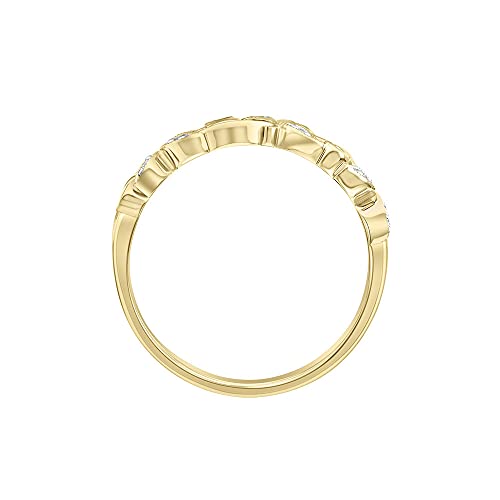 Stackable Floral Vine Leaf 0.07 Ct Diamond Wedding Rings for Women; Promise Rings for Her in 10K White or Yellow Gold, 925 Sterling Silver or 18K Yellow Gold Vermeil; Anniversary Rings for Women (I-J3