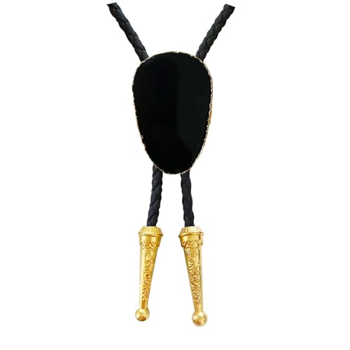 Image of Daisy Del Sol Gemstone Bolo Tie Braided Vegan Faux Leather Natural Stone Gold Handmade Necklace Adjustable Boho Western Jewelry