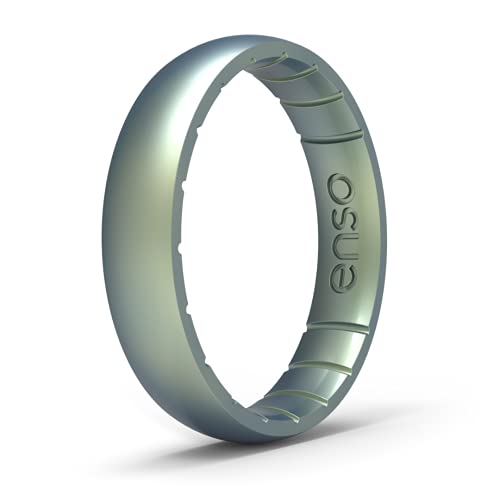 Enso Rings Thin Elements Silicone Ring – Stackable Wedding Engagement Band – 4.3mm Wide, 1.75mm Thick (Volcanic Ash, 8)