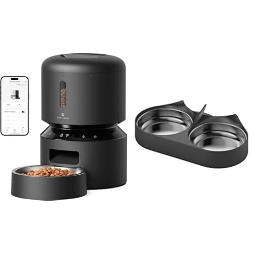 Bundle of PETLIBRO Automatic Cat Feeder, 5G WiFi Automatic Pet Feeder, 3L Timed Cat Feeders for Dry Food + PETLIBRO Pet Food Splitter with Stainless Steel Bowls, Automatic Cat Feeder Bowls for 2 Cats