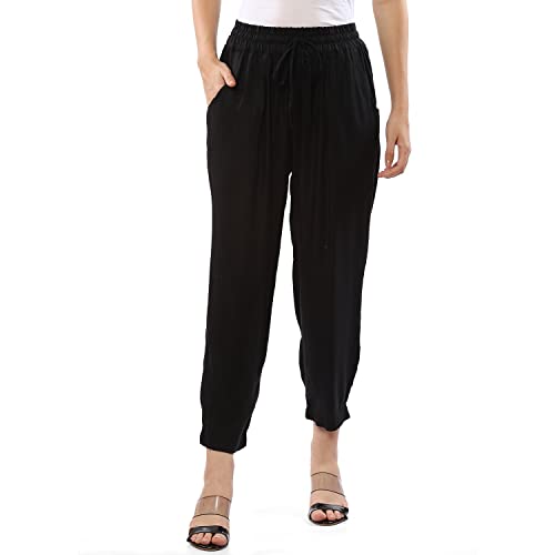 Image of BIBA Women Viscose Regular Solid Pants
