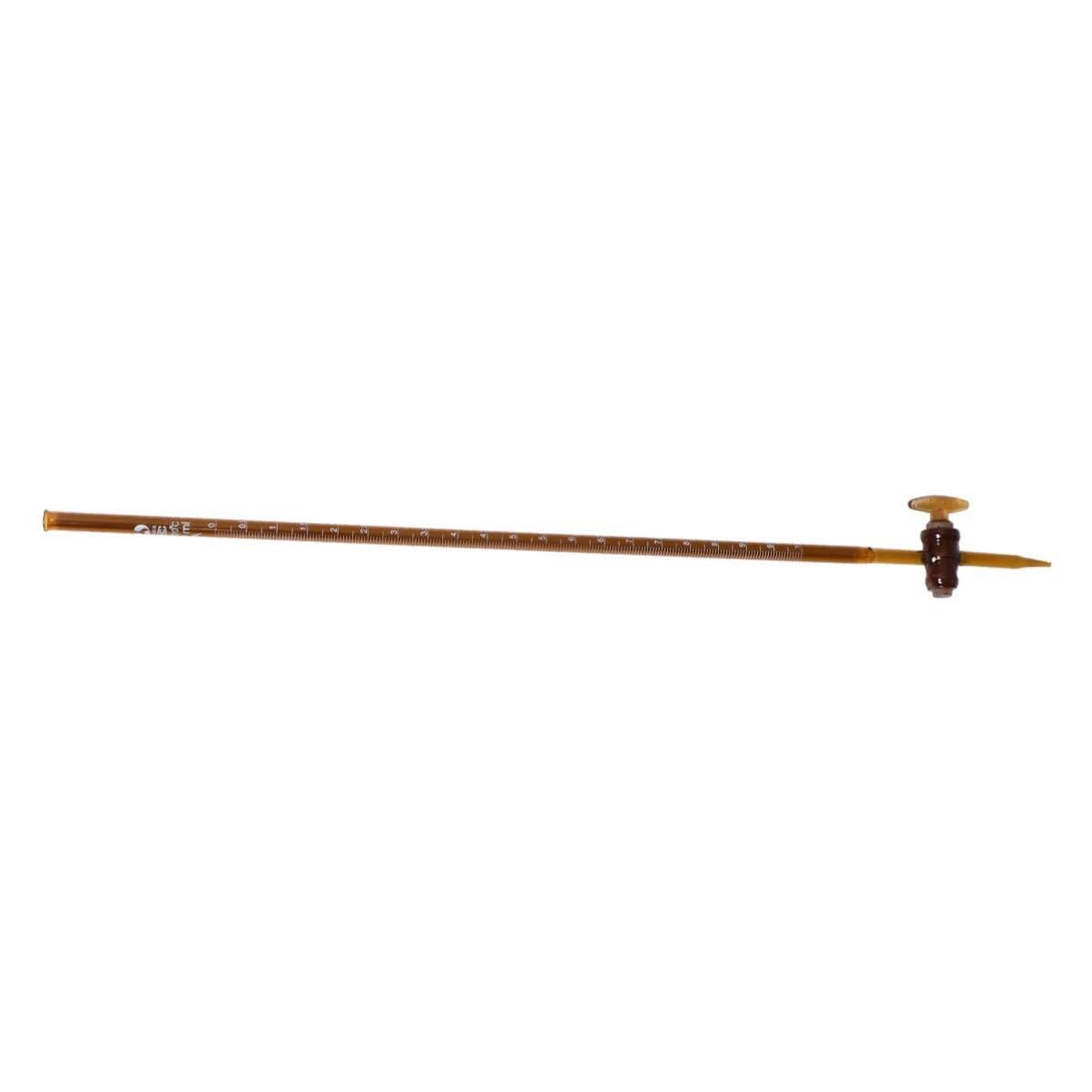 Burette in vetro, Strumento da laboratorio in vetro borosilicato trasparente marrone con buretta acida 10 ml for esperimenti(Brown)