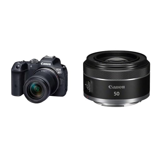Canon EOS R7 Appareil Photo Hybride Format APS-C 32 Mpixels + Objectif Canon RF-S 18-150mm F3.5-6.3 is STM Noir & RF 50mm F1.8 STM
