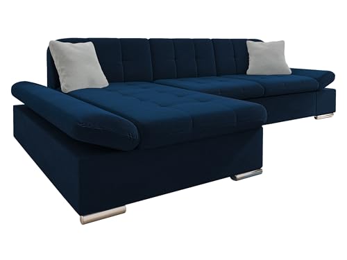 Mirjan24 Ecksofa Malwi mit Regulierbare Armlehnen Design Eckcouch mit Schlaffunktion Bettkasten L-Form Sofa Couch Wohnlandschaft (Kronos 09 + Kronos 09 + Paros 05, Ecksofa: Links)
