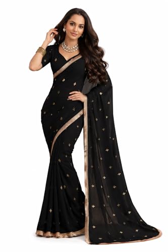 Saree for Women with Embroidery and Zari Border