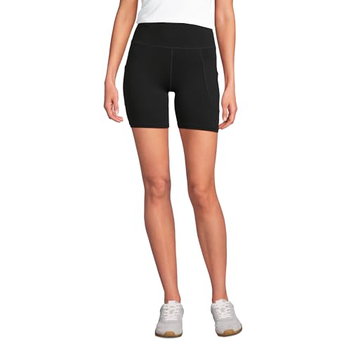 Lands' End Women's Active High Impact 7' Pocket Bike Shorts Large Black