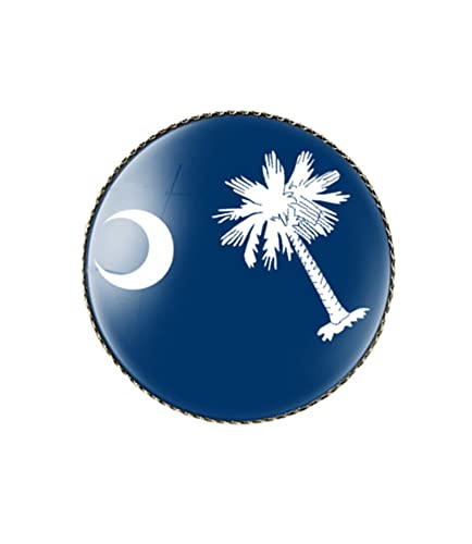 Image of vmcoatdu Round 1 Inch South Carolina Flag Pin Brooch Metal and Inlay Glass Revivalism Style Souvenir Badge Brooch for Hat Clothes Backpack