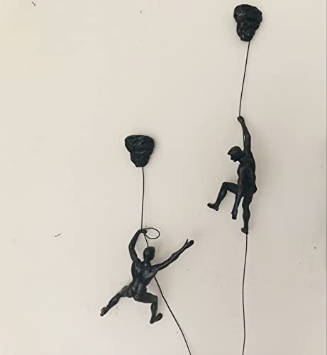 "There for each other" Duo-Set mit 2 großen Klettermatten Nagelkappen inklusive 2 großen Kletterfiguren zum Aufhängen an Drahtseil Wandkunst Statue Seil Draht Ornament Cover
