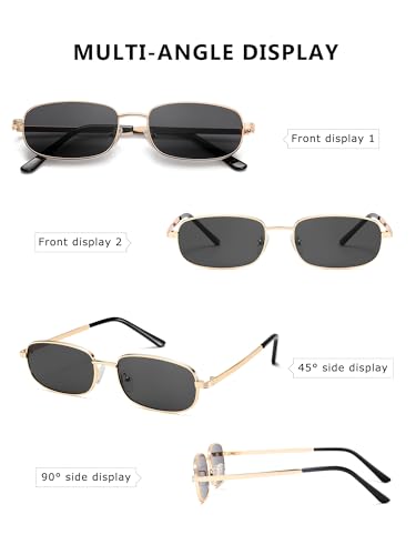 Small Y2k Narrow Rectangle Sunglasses Womens Mens Retro 90s Skinny Sunnies4