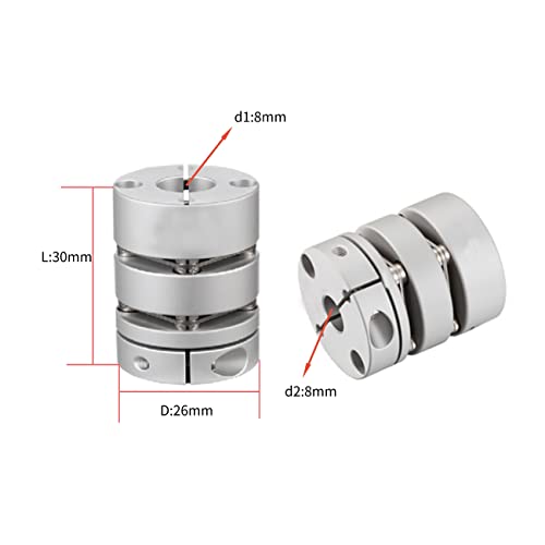 CHANCS D26 L30 Flexible Kupplung von Membranmotorrad 8 mm Bohrung auf schmale Motorwellenklemme 8 mm für CNC-Servomotormaschinen