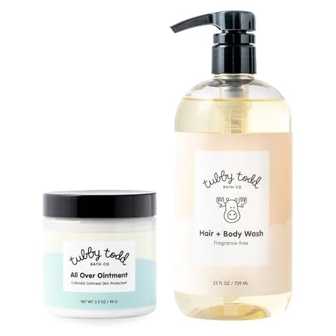 TUBBY TODD's Baby Body Wash & All Over Ointment Eczema Set - Gentle, Hypoallergenic Skincare for Newborns & Toddlers - 25oz, Fragrance-Free Cover