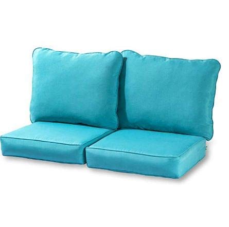 Greendale Home Fashions Deep Seat Cushion Set Teal, Set of 2 with More Give-aways