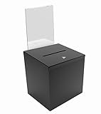 FixtureDisplays® Black Metal Donation Box Suggestion Tithes Offering Box with Sign Holder 8.5X8.1X18