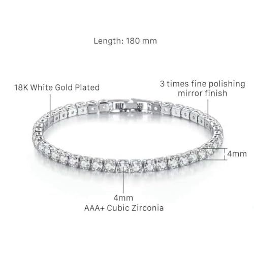 14K Silver Plated Tennis Bracelet Set Cubic Zirconia Classic Adjustable Bracelet Silver Bracelets for Women Birthday Mother's Day Wedding Gift4