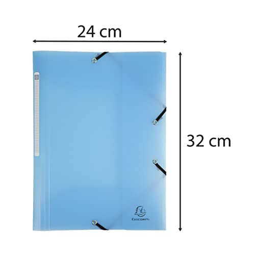 Carpeta de gomas Exacompta 55172E azul pastel con 3 solapas para archivar documentos A4 3