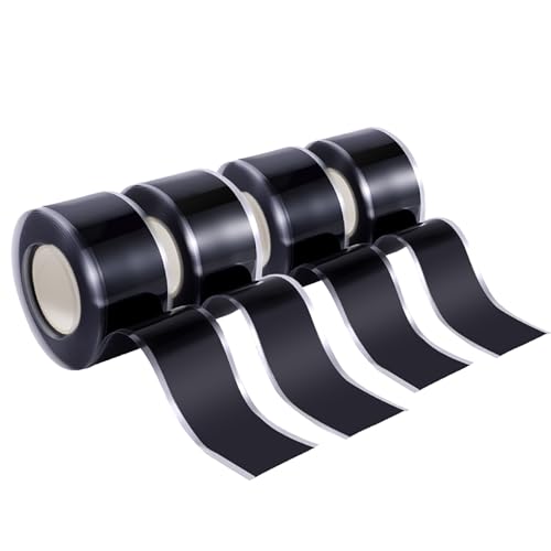 Image of Self Fusing Silicone Tape (40 Ft Total) Plumbing Tape for Repaire Pipe | Flex Seal Tape, Black Rubber Tape Weatherproof for Electrical Cables /Drain Pipe, Heat Resistant 500F