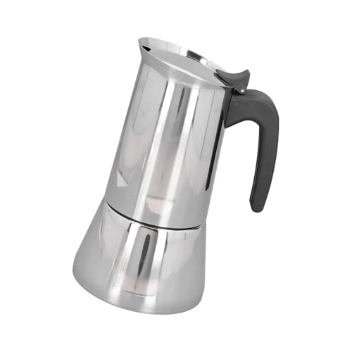 JUYAXIN Cafetera portátil de 2/4 tazas, construcción de acero inoxidable, apta para todas las estufas, ideal para viajes, camping, inducción, máquina de espressos