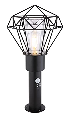 Globo Außenleuchte Sockelleuchte Edelstahl schwarz Metall schwarz Kunststoff klar IP44 Sensor:H:18m 90° max.8m Reichweite 31356S