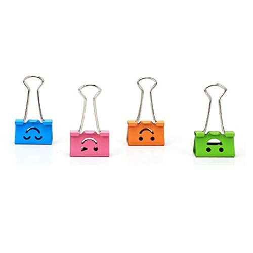 48pcs 1 Inch Binder Clips Colored Cute Midium Size Smiley Pattern for Home and Office Use.