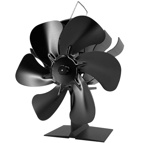 Shenyini Ventilateur Poele à Bois 6 Pales avec Thermomètre, Ventilateur de Cheminée Alimenté Par...
