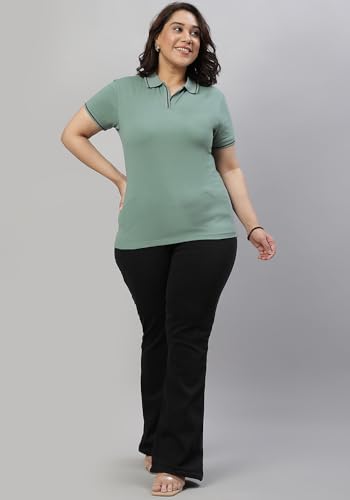 Image of Wear Your Opinion Women's Plus Size Tipped Collar Neck Polo Tshirt