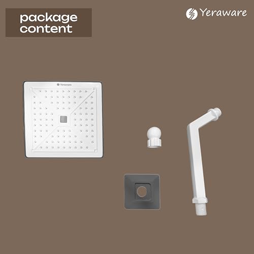 Image of YERAWAR Wall Mounted Overhead Shower Head | High Pressure Rain Shower | ABS Material Body | Anti-Clog Nozzles | Easy Install Bathroom Shower for Home & Hotel (Grey, 4 X 4 Inch)