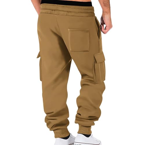 Men's Cargo Sweatpants Drawstring Fleece Baggy Joggers Elastic Waist Loose Athletic Sweat Pants for Mens Pockets Trousers3