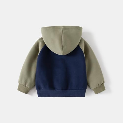 Meufam Toddler Baby Boy Girl Zip Up Hooded Coat Fashion Color Block Outweater Casual Long Sleeve Jacket with Pocket3