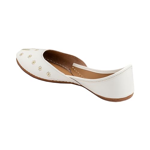 Image of KORAKARI Women's Traditional Ethnic Amber Punjabi Jutti, Leather Flat Comfortable Mojaris for Girls