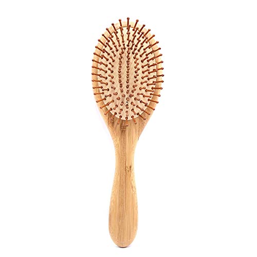 I FUSIONHandmade Anti-static Organic Natural Bamboo Brush with Bristles, Massages Scalp Hair Detangle