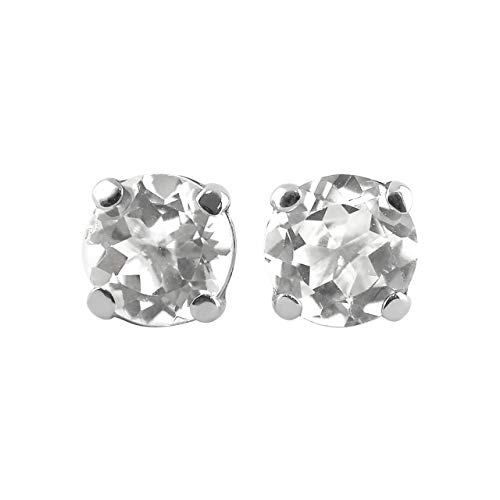 Starborn Danburite Faceted 6mm Round Post Earrings in Sterling Silver