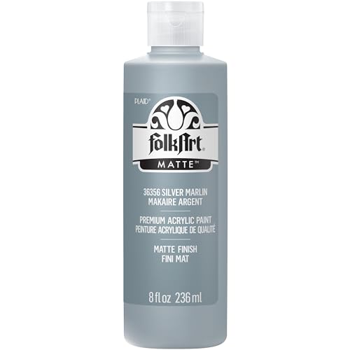 Image of FolkArt Acrylic Craft Paints, Silver Marlin 8 fl oz Premium Matte Finish Paint, Perfect For Easy To Apply DIY Arts And Crafts, 36356