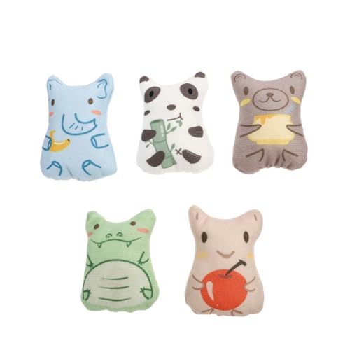 BAZEITFLOW 5個 猫用ぬいぐるみおもちゃ点 キュートな動物抱き枕 猫じゃらし入り 噛むストレス解消 遊び好きな子猫向け運動促進用品