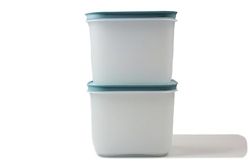 TUPPERWARE Gefrier-Behälter 1,1 L (2) weiß-blau hoch Eiskristall Eis-Kristall P 21652