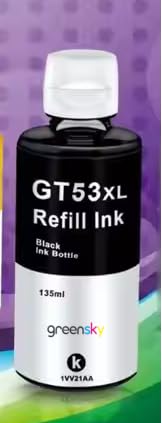 Image of Compatible Inkjet Refill Ink for HP Ink Tank GT53xl GT52 Series Replacement InkHP310,315,319,410,415,419,450,510,550,610,GT5810 GT5820,GT5811 Printer (Color Set (BK-135m /CMY-70ml)) (GT53XL /BK-1PC)