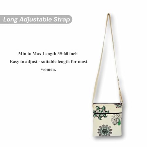 Image of GREEN CRAFT Canvas Sling Bag for Women | (8 X 9) Inch | Sling Bag Series, Shopping & College Bag with Adjustable Strap - Multicolor