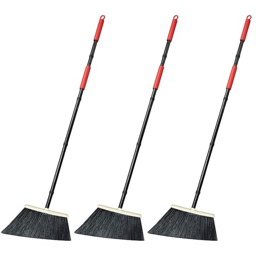 JEHONNほうき全長141cm 穂幅36cm 収納に便利 掃除道具 箒屋外 室内 長柄玄関 ホーム ショップ最適 ベージュ黒 3本入り