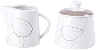 VEWEET, Seria "Nikita" 2-częściowy zestaw porcelanowych dzbanków na mleko i cukierniczek z pokrywką, 250 ml cukiernicy z pokrywką, dzbanek na mleko 180 ml, zestaw do mleka i cukru, uzupełnienie zastawy stołowej