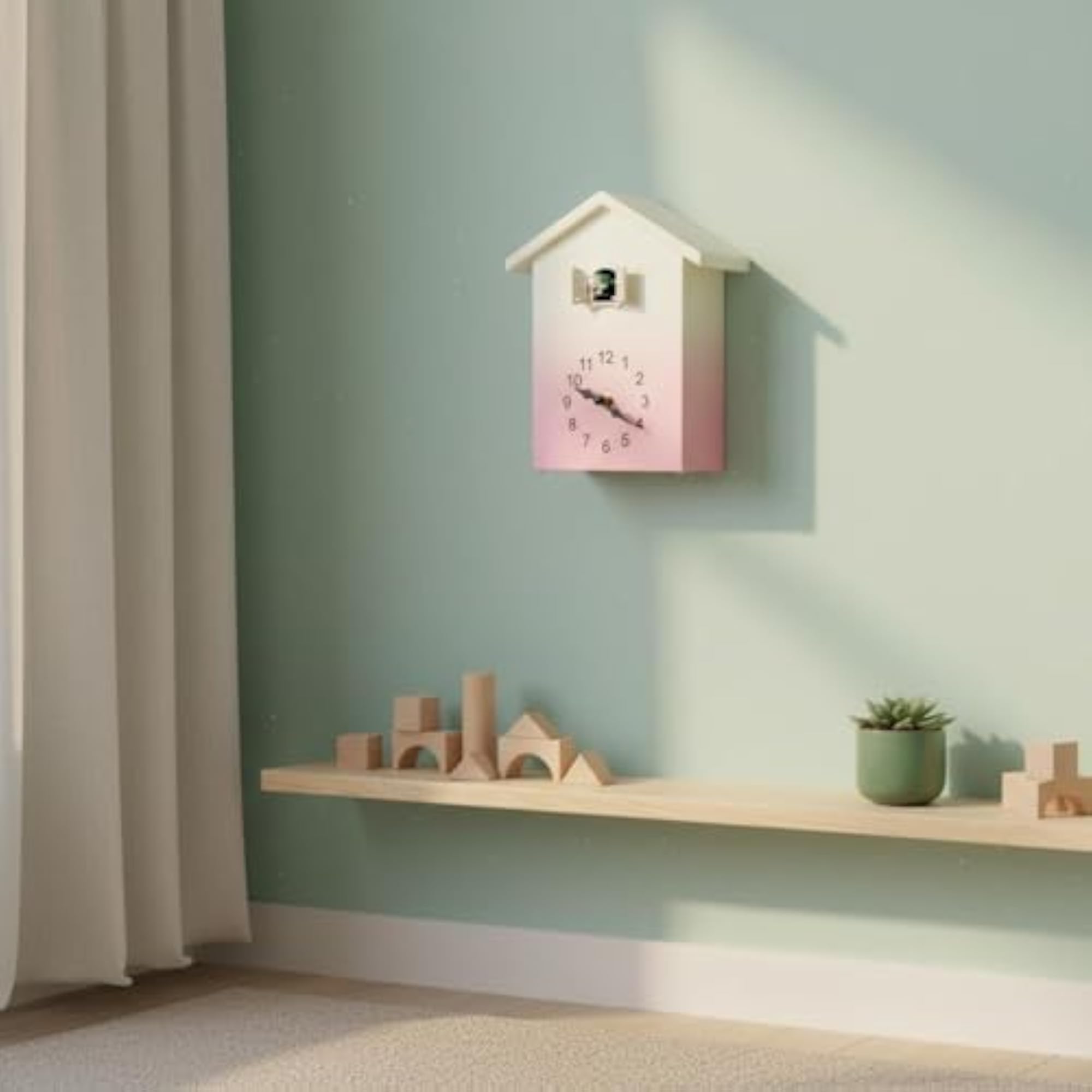 Nordic Design Cuckoo Wall Timepiece, Pink